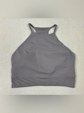 Lululemon Nulu High-Neck Mesh-Hem Tank Top Mauve Gray Sz XL
